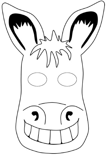 çocuklar için hazır kağıttan Eşşek maskesi şablonu